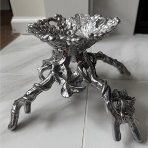 Arthur Court Aluminum Grape Vine Bowl Stand Vintage